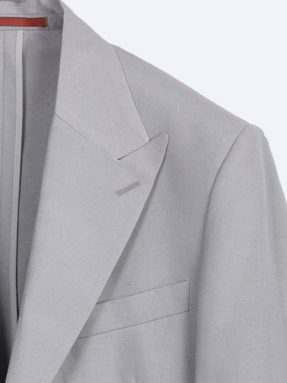 Grau Modern Fit Leinenanzug
