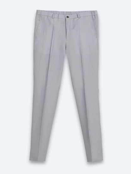 Grau Modern Fit Leinenanzug