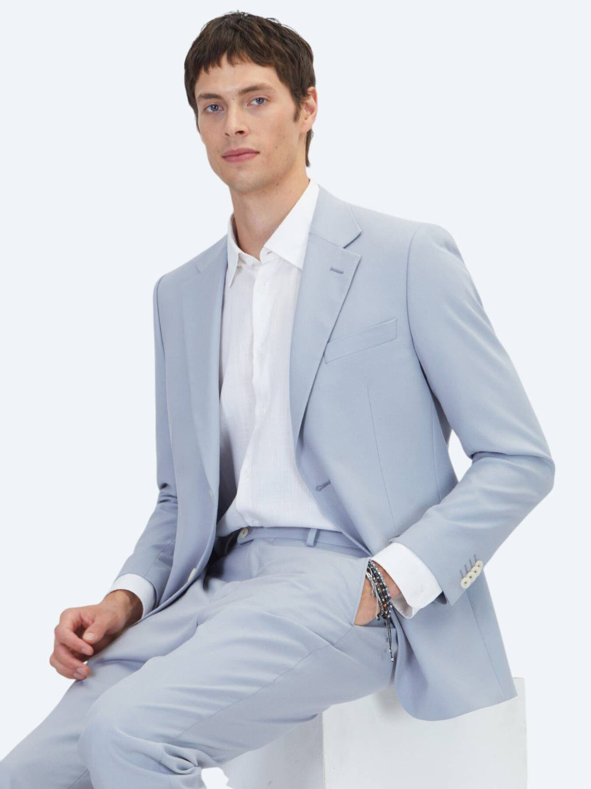 Blauer Schlichter Modern Fit Anzug