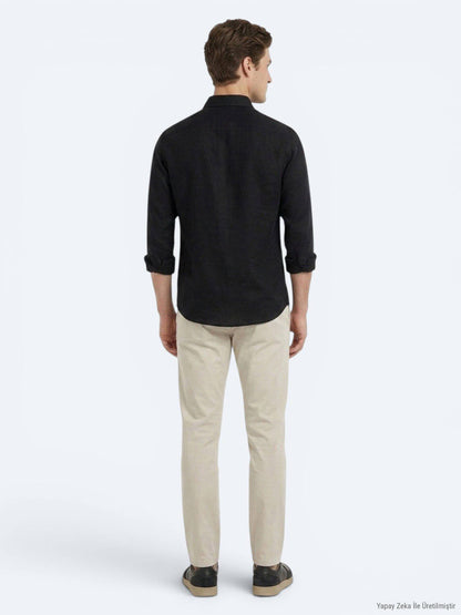 Schwarzes Casual Baumwollhemd Regular Fit