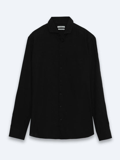 Schwarzes Casual Baumwollhemd Regular Fit