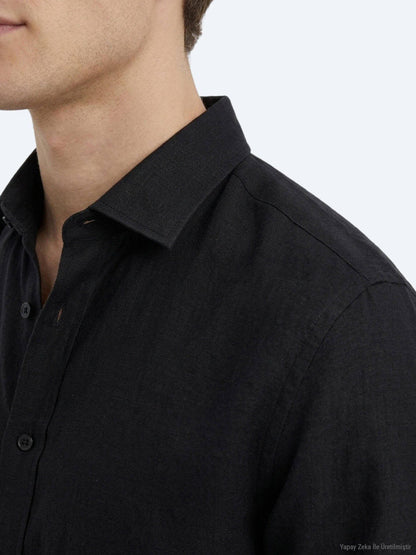 Schwarzes Casual Baumwollhemd Regular Fit