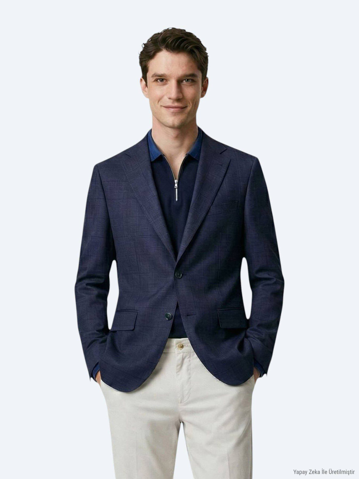 Grau Micro Modern Fit Wolljacke