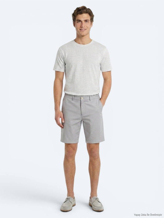 Grau Material Jogging Fit Casual Shorts