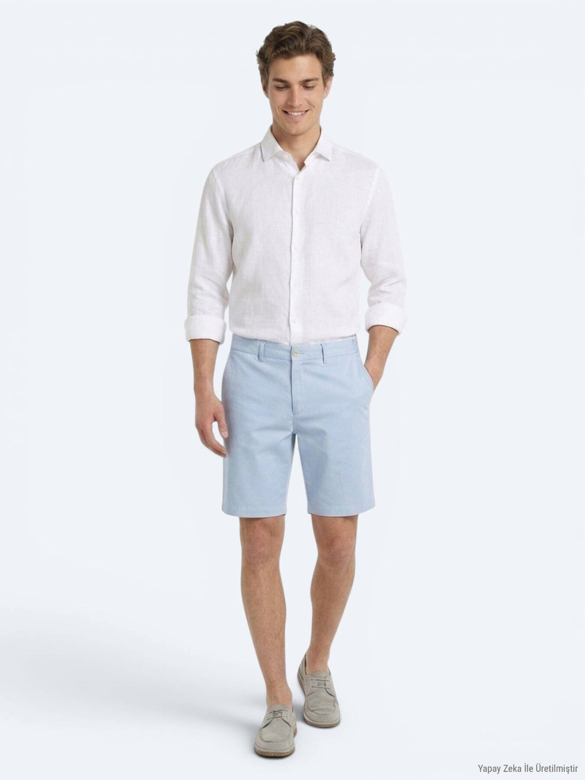 Blaues Material Jogging Fit Bermuda