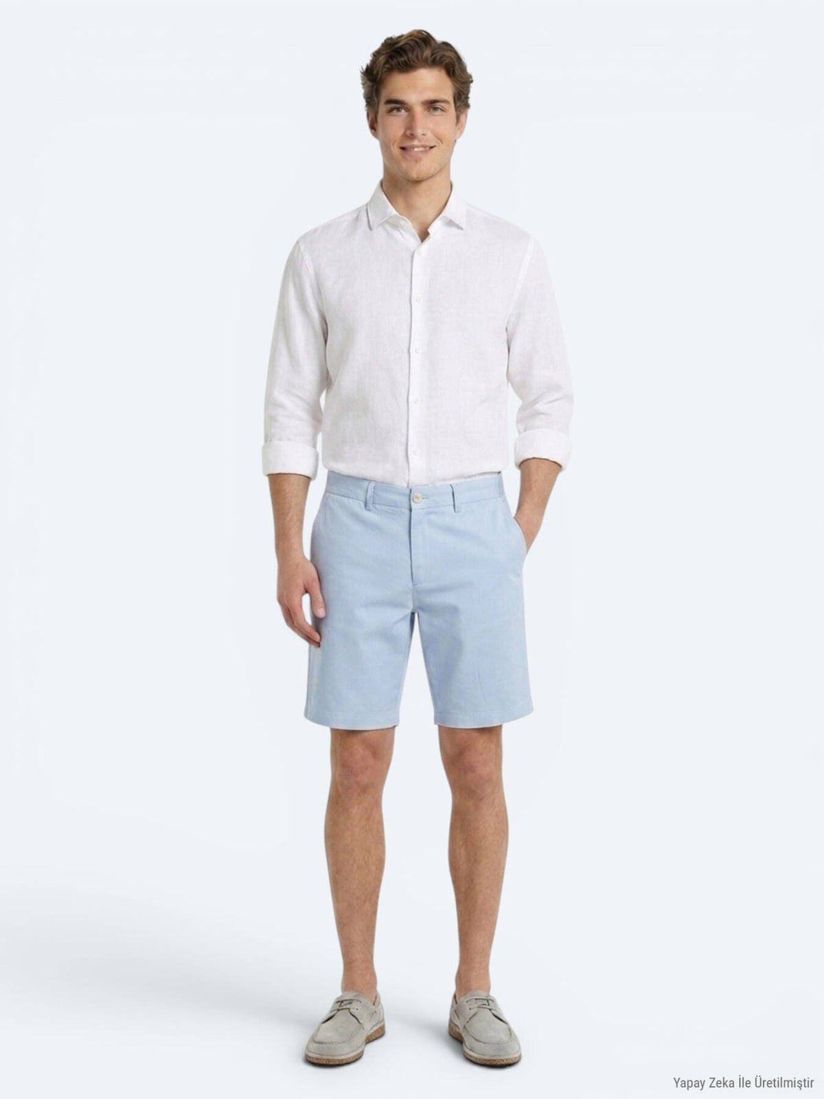 Blaues Material Jogging Fit Bermuda