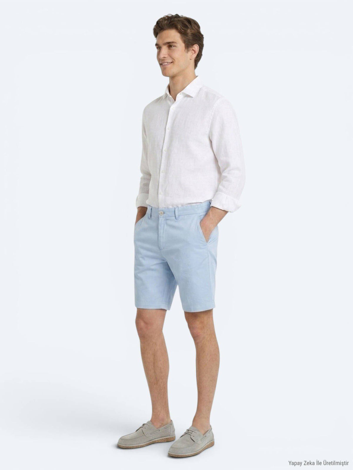 Blaues Material Jogging Fit Bermuda