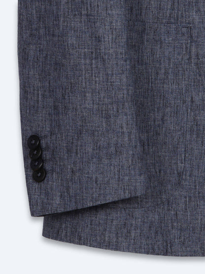 Blaues gemustertes Modern Fit Leinenanzug