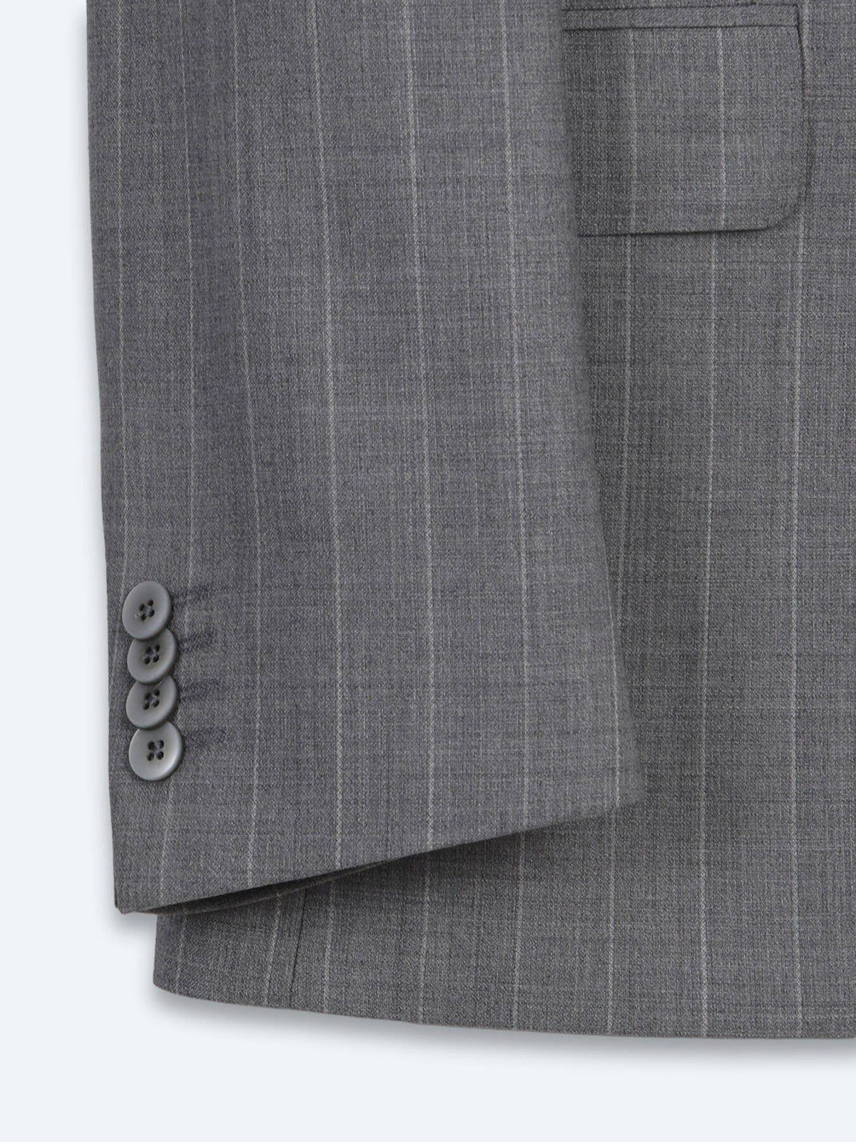 Grau Gestreifter Modern Fit Anzug aus Velours