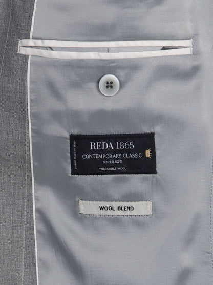 Grau Gestreifter Modern Fit Anzug aus Velours