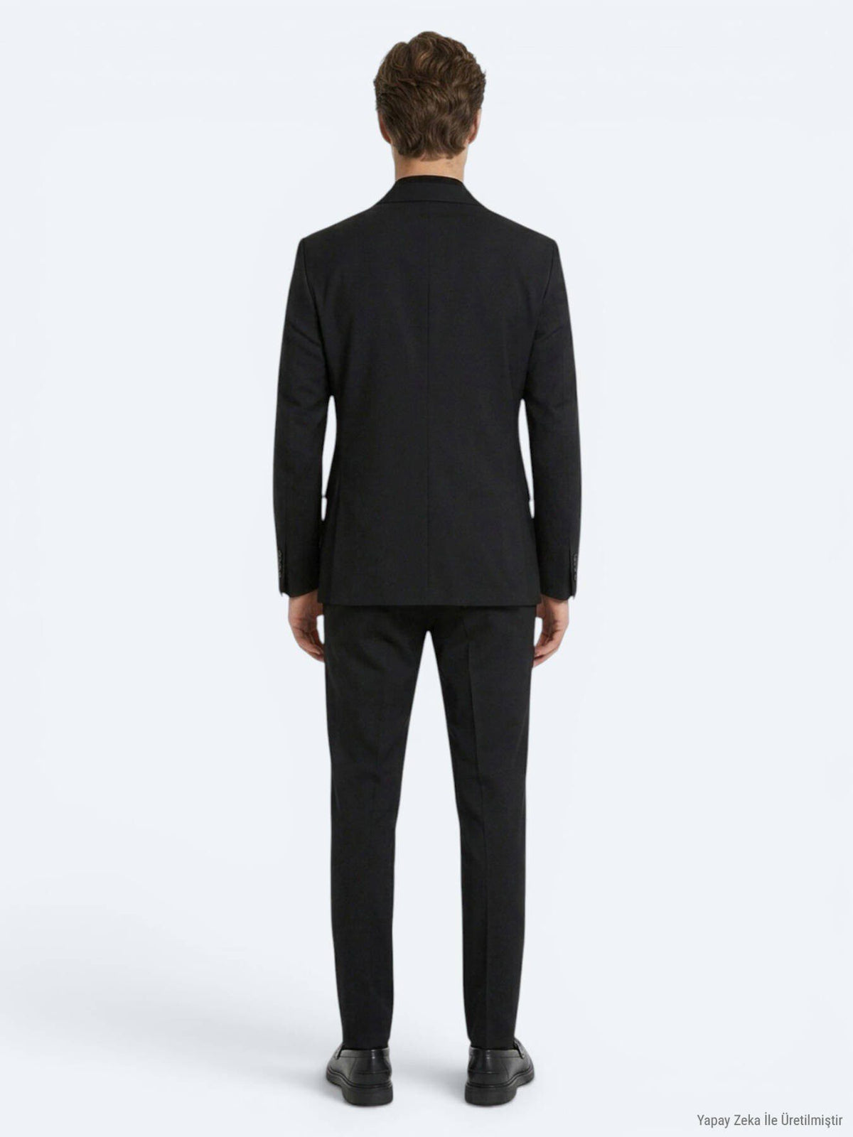 Schwarzer Micro Modern Fit Anzug 100% Wolle