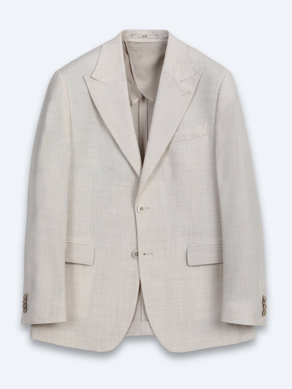 Beige Gemusterter Modern Fit Wollanzug