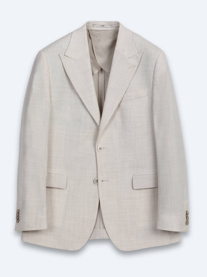 Beige Gemusterter Modern Fit Wollanzug