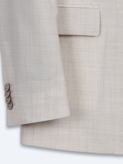 Beige Gemusterter Modern Fit Wollanzug