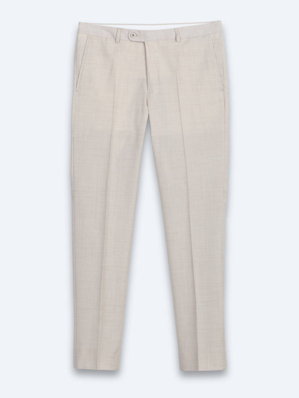 Beige Gemusterter Modern Fit Wollanzug