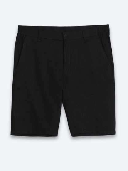 Schwarze Velours Jogging Bermuda Baumwolle