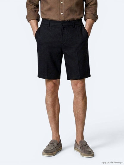 Schwarze Velours Jogging Bermuda Baumwolle