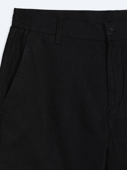 Schwarze Velours Jogging Bermuda Baumwolle