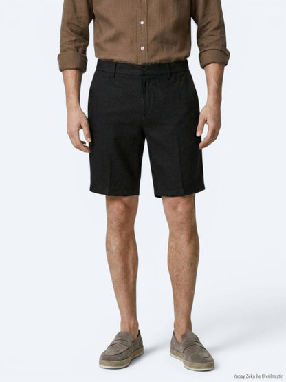 Schwarze Velours Jogging Bermuda Baumwolle