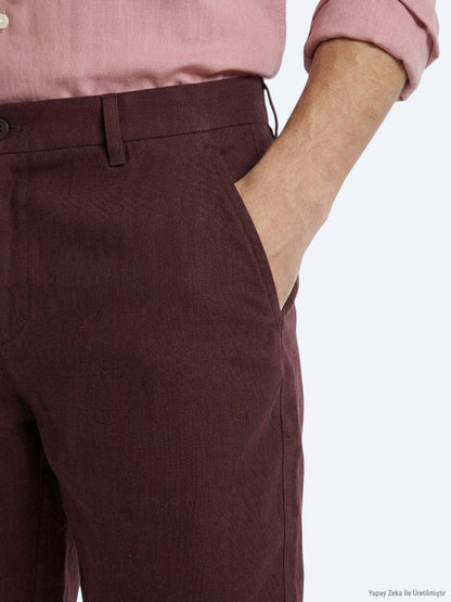 Burgunder Weave Jogging Bermuda aus Baumwolle