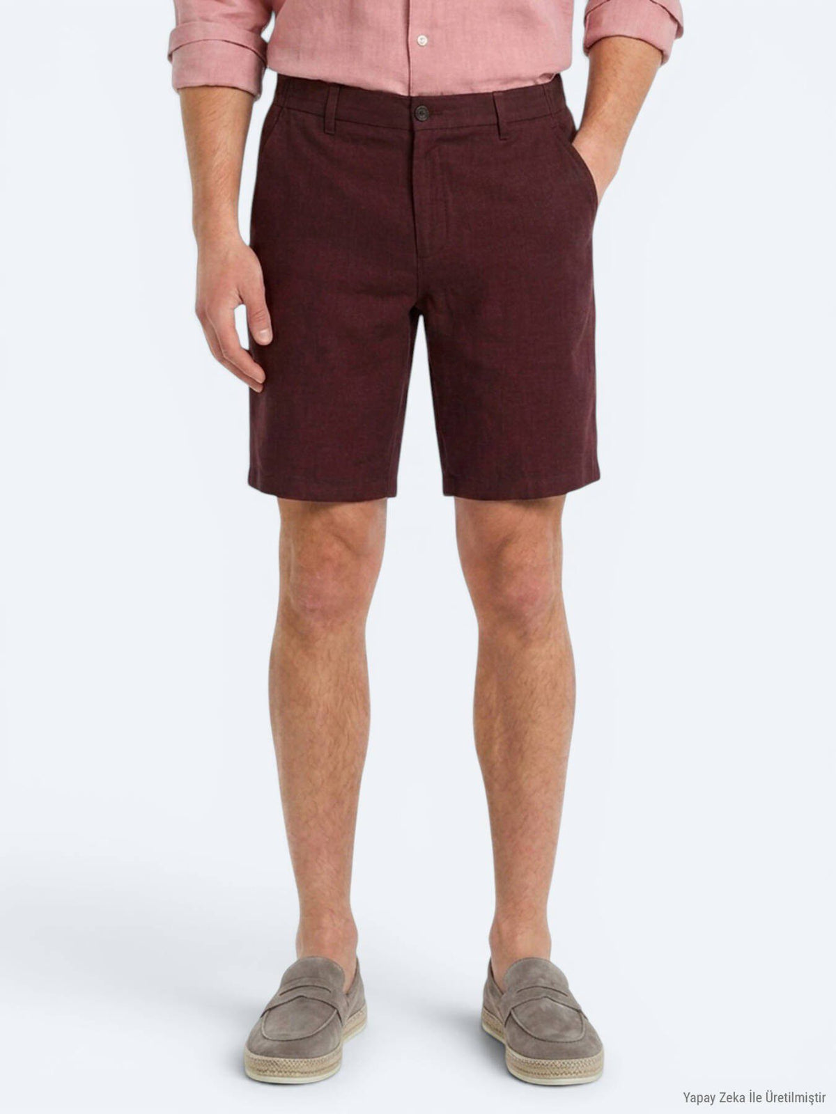 Burgunder Weave Jogging Bermuda aus Baumwolle
