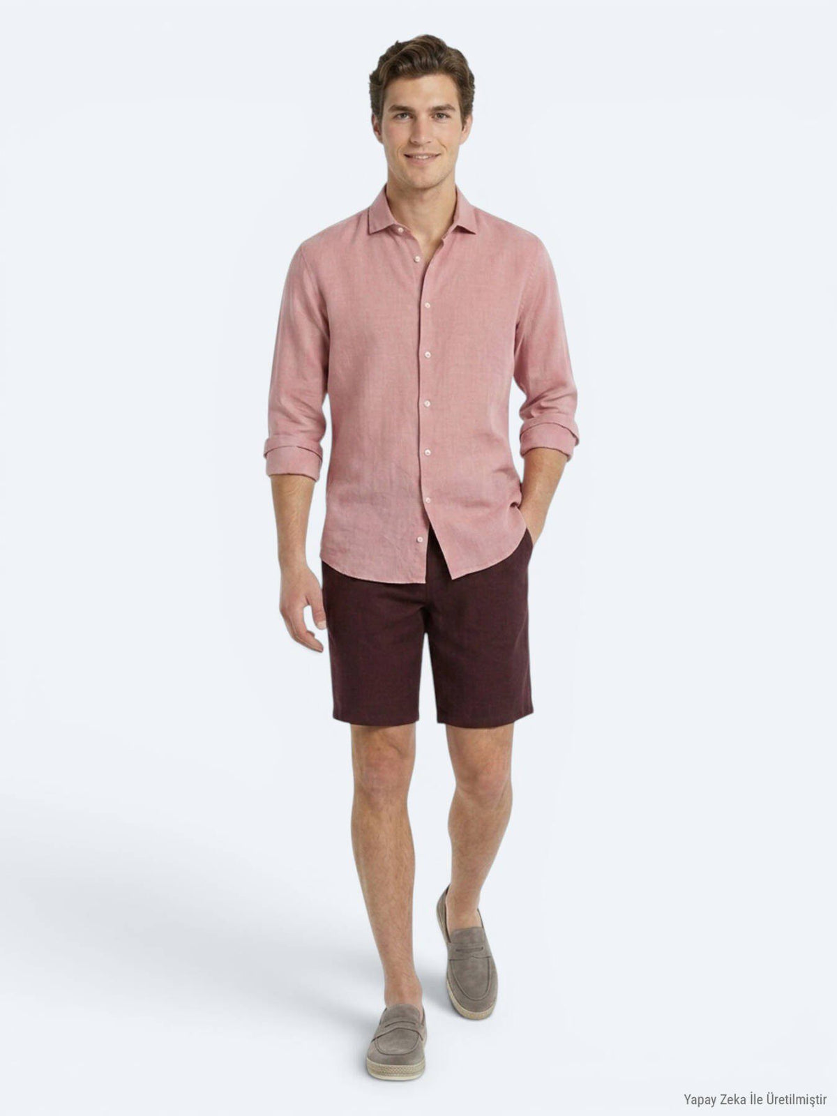 Burgunder Weave Jogging Bermuda aus Baumwolle