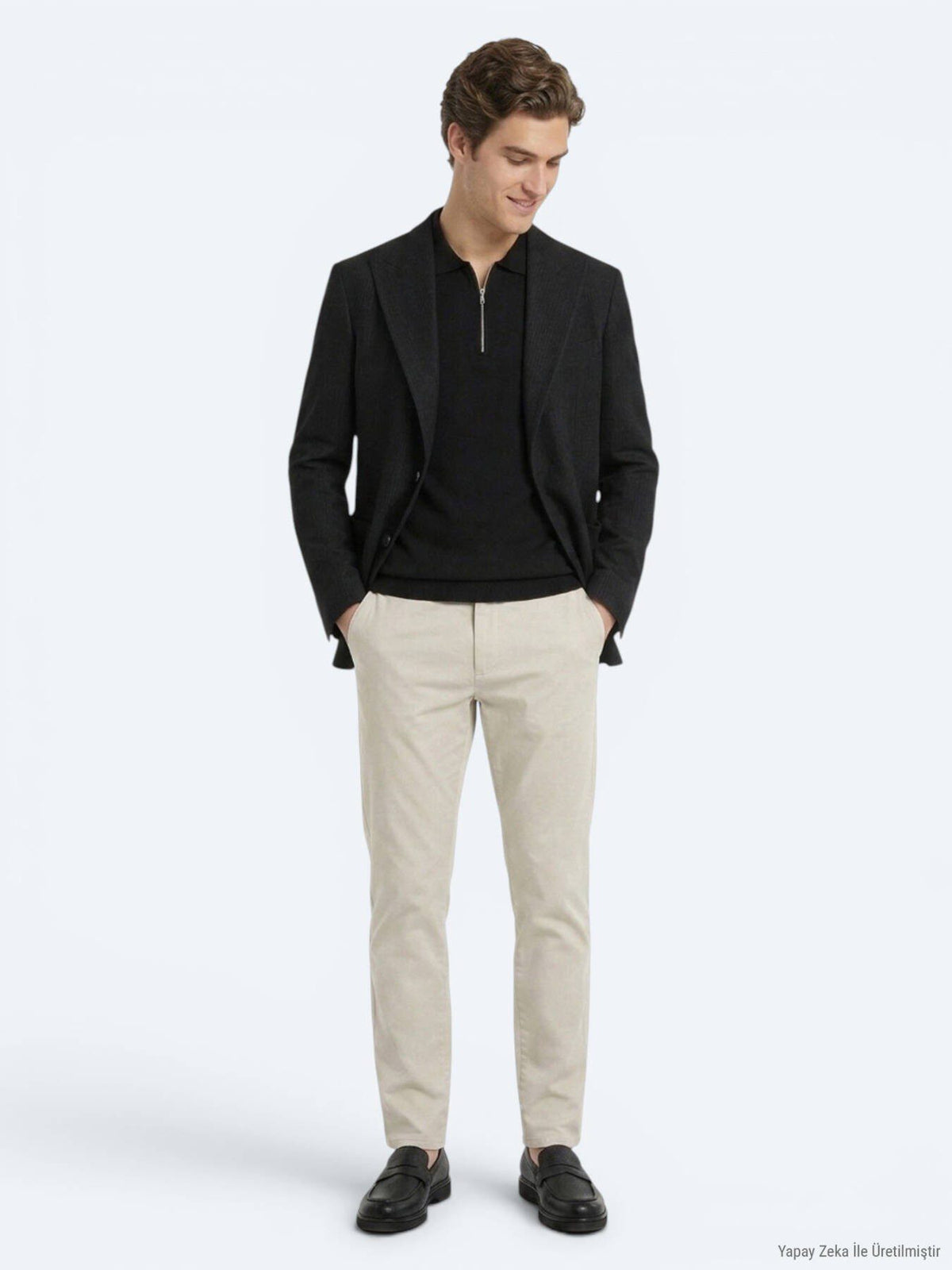 Schwarze Micro Modern Fit Wolljacke