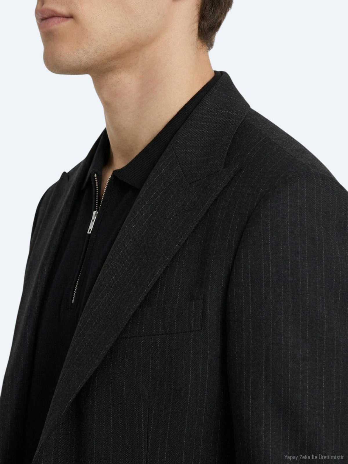 Schwarze Micro Modern Fit Wolljacke