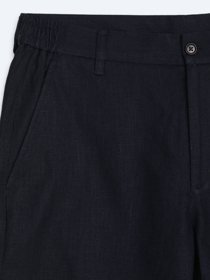 Marineblaue Velours Jogging Bermuda