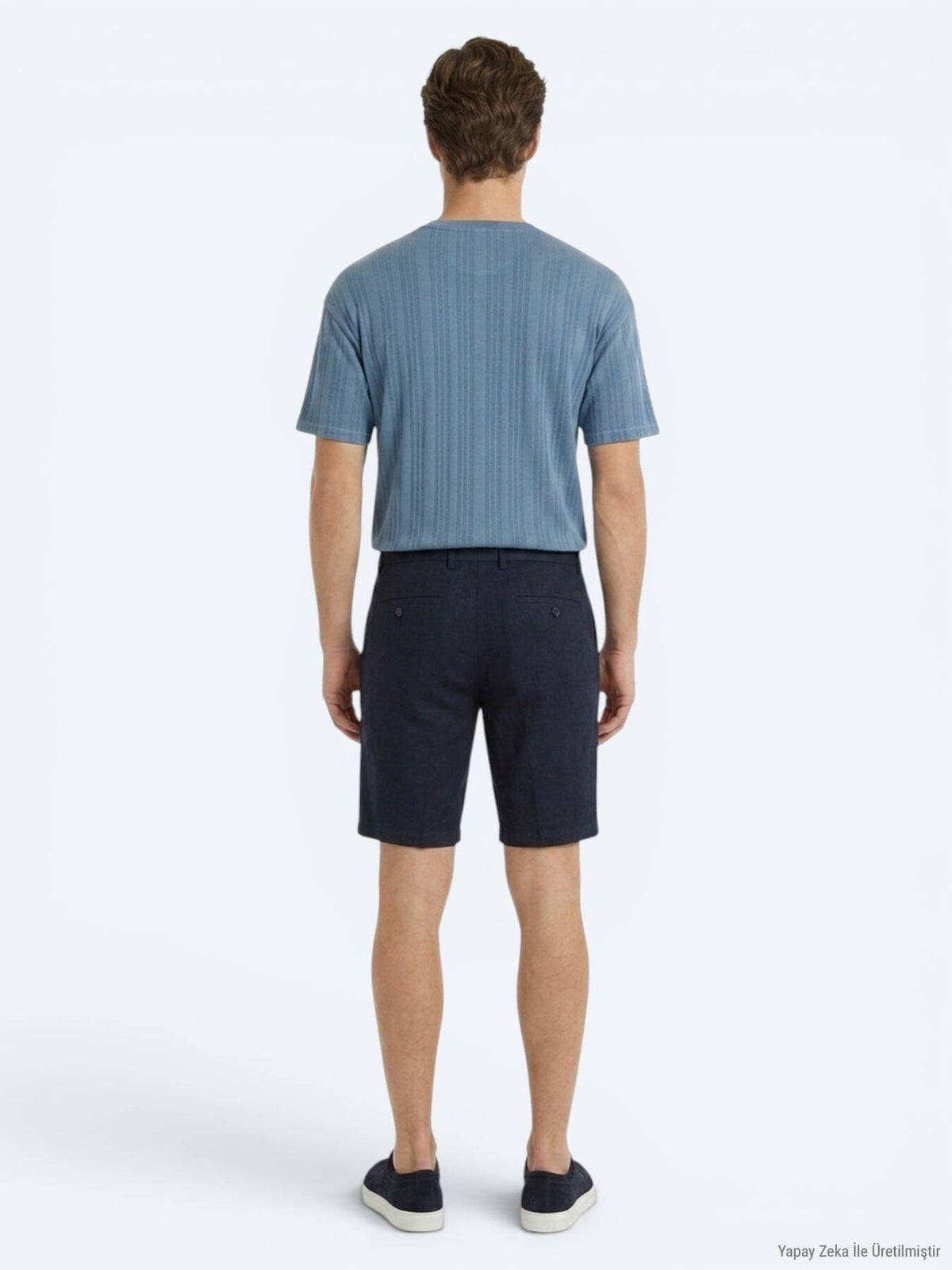 Marineblaue Velours Jogging Bermuda