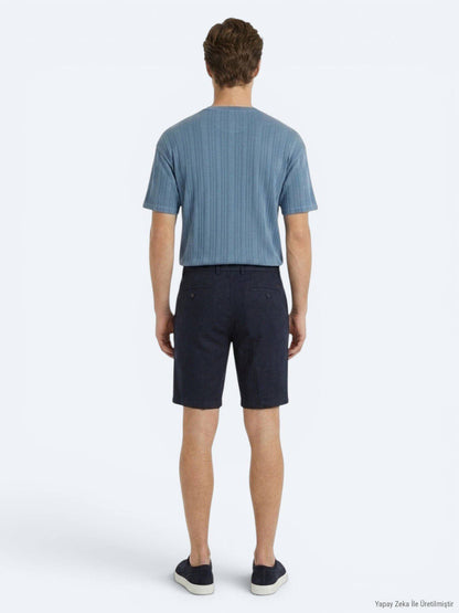 Marineblaue Velours Jogging Bermuda