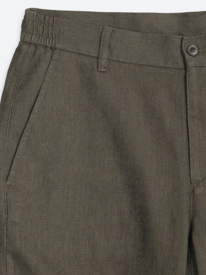 Khaki Velours Jogging Bermuda aus Baumwolle