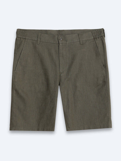 Khaki Velours Jogging Bermuda aus Baumwolle