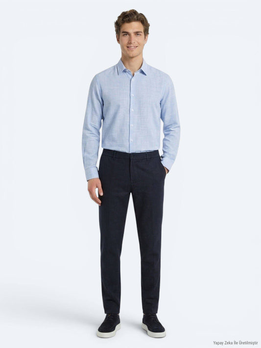 Marineblaue lockere Baumwollhose