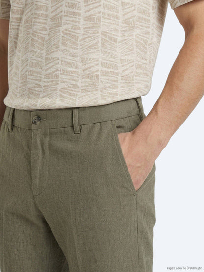 Khaki Weave Relaxed Fit Baumwollhose