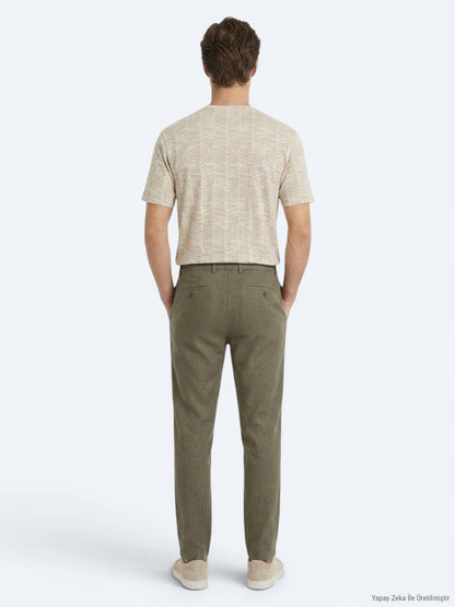 Khaki Weave Relaxed Fit Baumwollhose