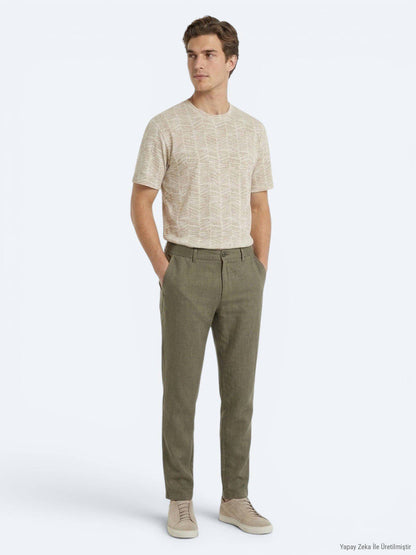 Khaki Weave Relaxed Fit Baumwollhose