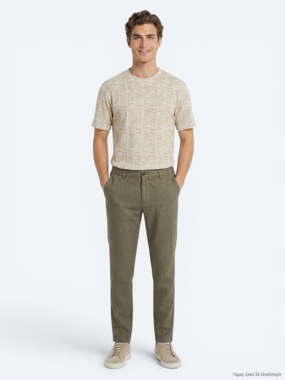 Khaki Weave Relaxed Fit Baumwollhose