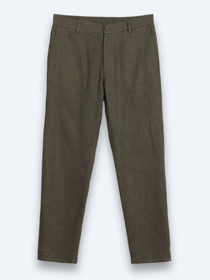 Khaki Weave Relaxed Fit Baumwollhose