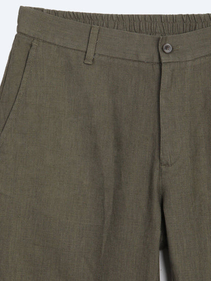Khaki Weave Relaxed Fit Baumwollhose