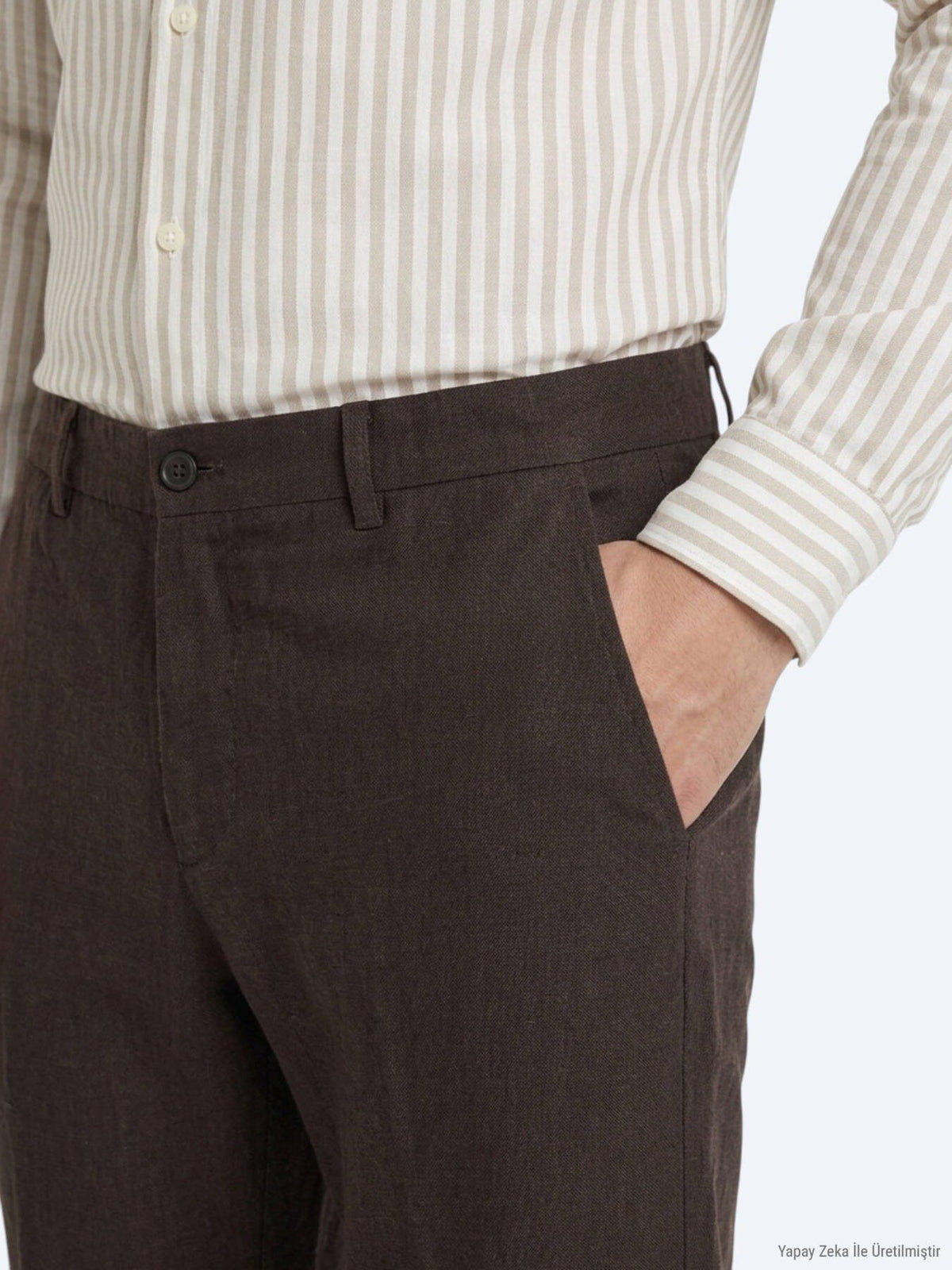 Braune lockere Baumwoll-Mix-Hose