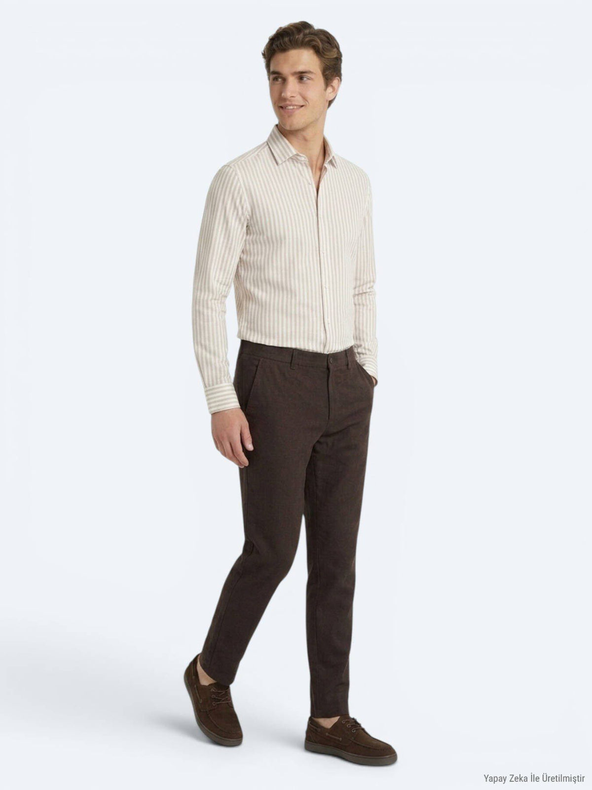 Braune lockere Baumwoll-Mix-Hose