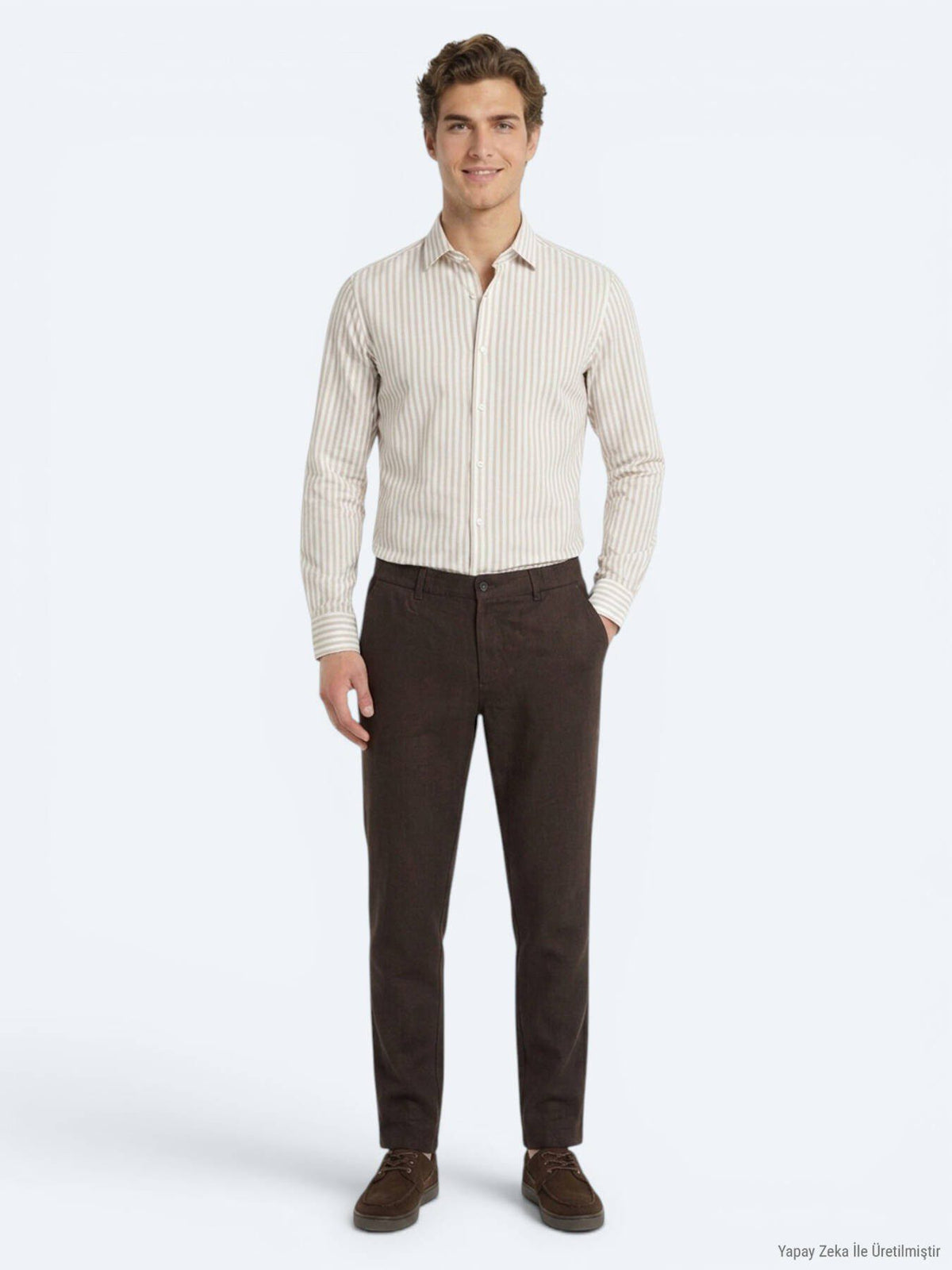 Braune lockere Baumwoll-Mix-Hose