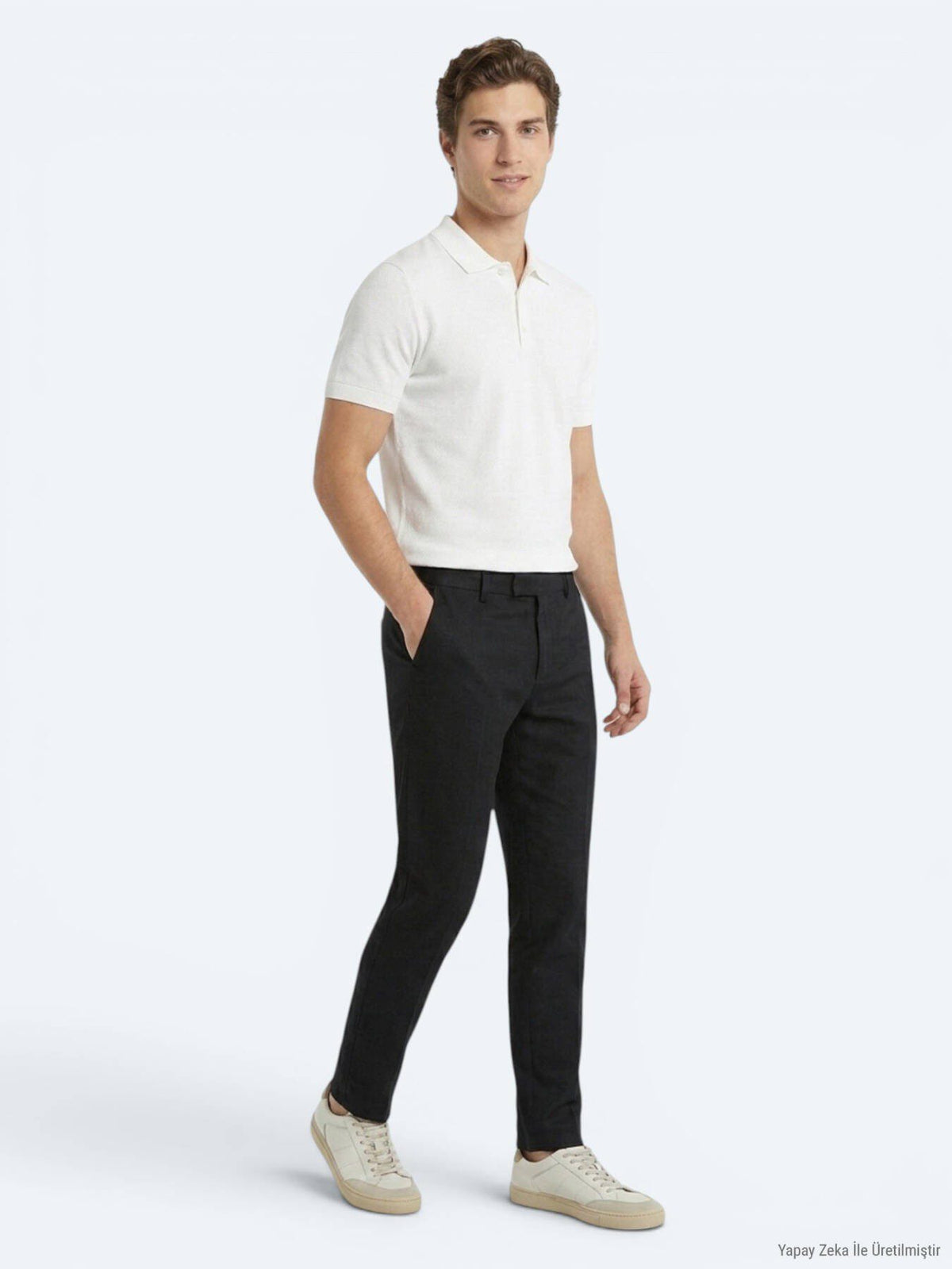 Schwarze lockere Baumwollhose mit Webmuster