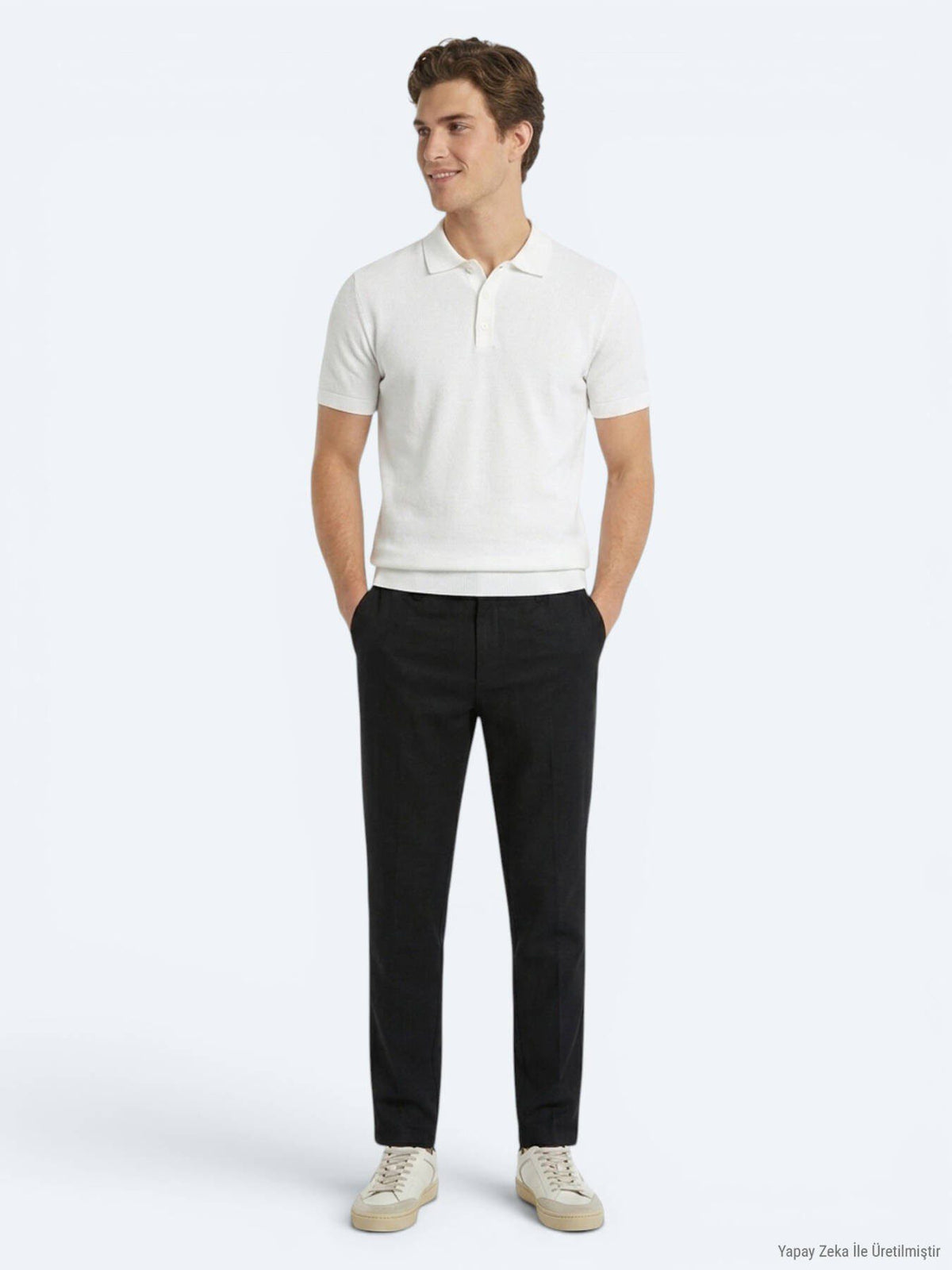 Schwarze lockere Baumwollhose mit Webmuster