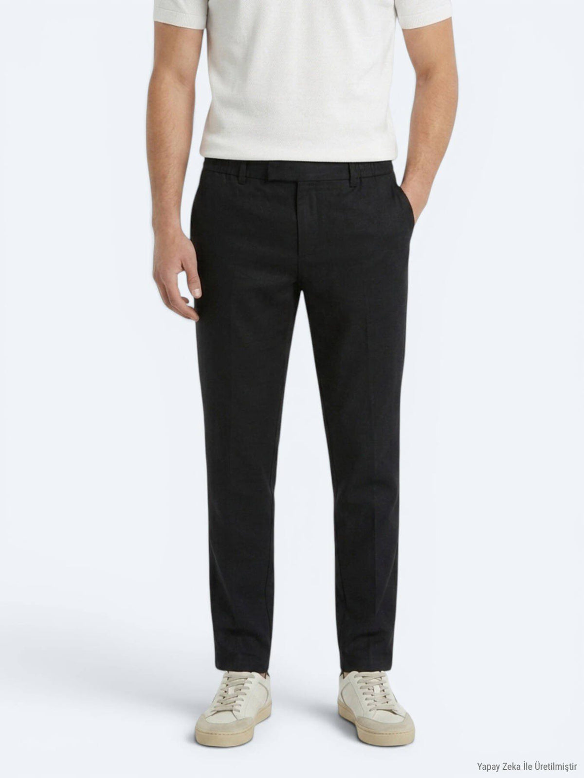 Schwarze lockere Baumwollhose mit Webmuster