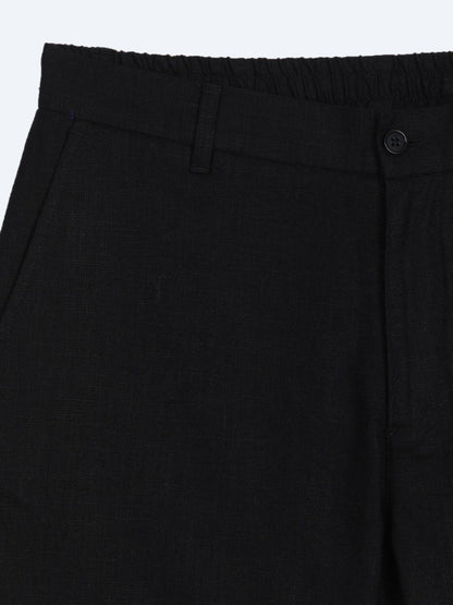 Schwarze lockere Baumwollhose mit Webmuster