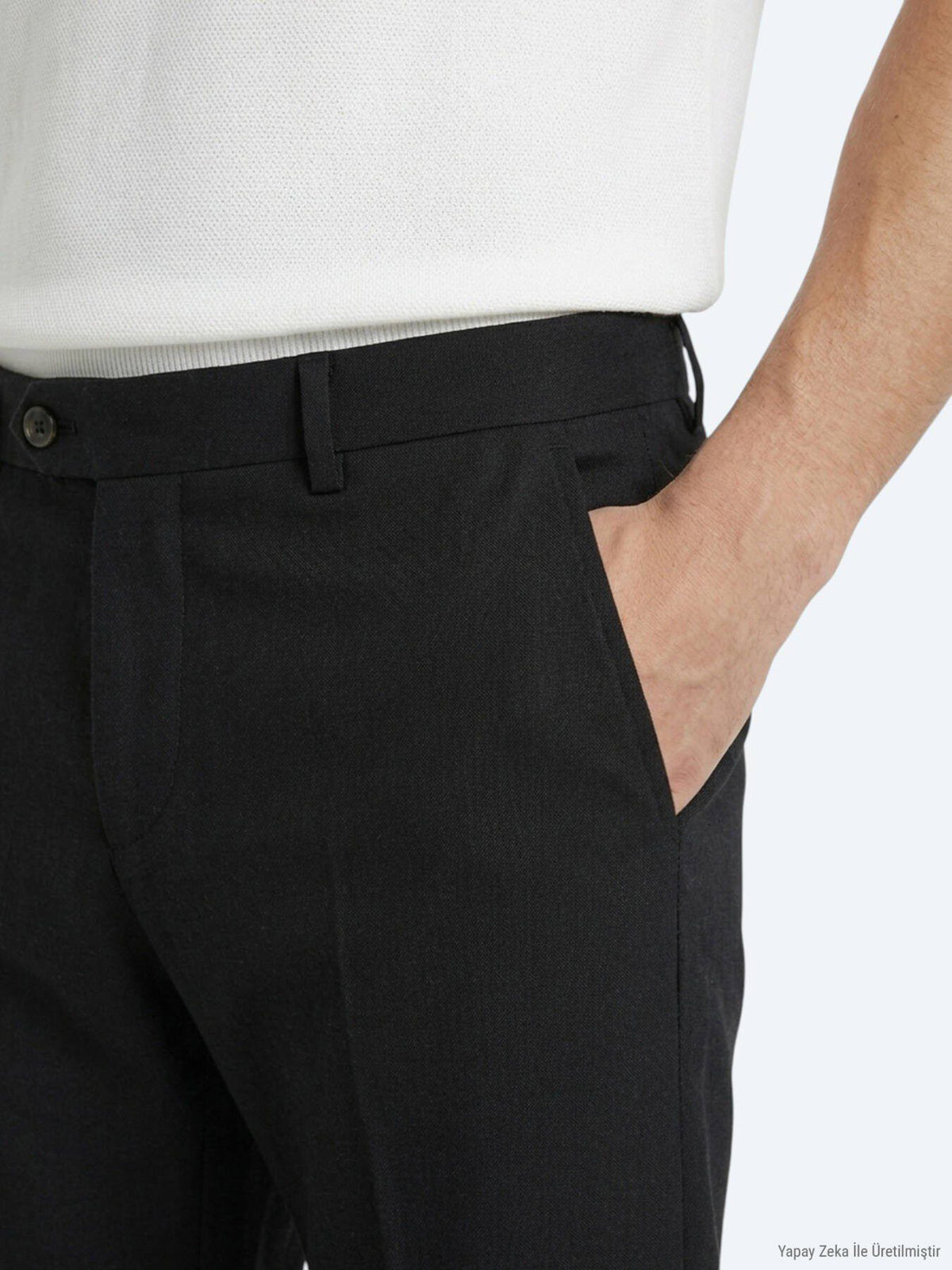 Schwarze lockere Baumwollhose mit Webmuster