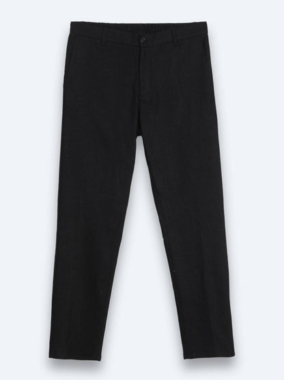 Schwarze lockere Baumwollhose mit Webmuster