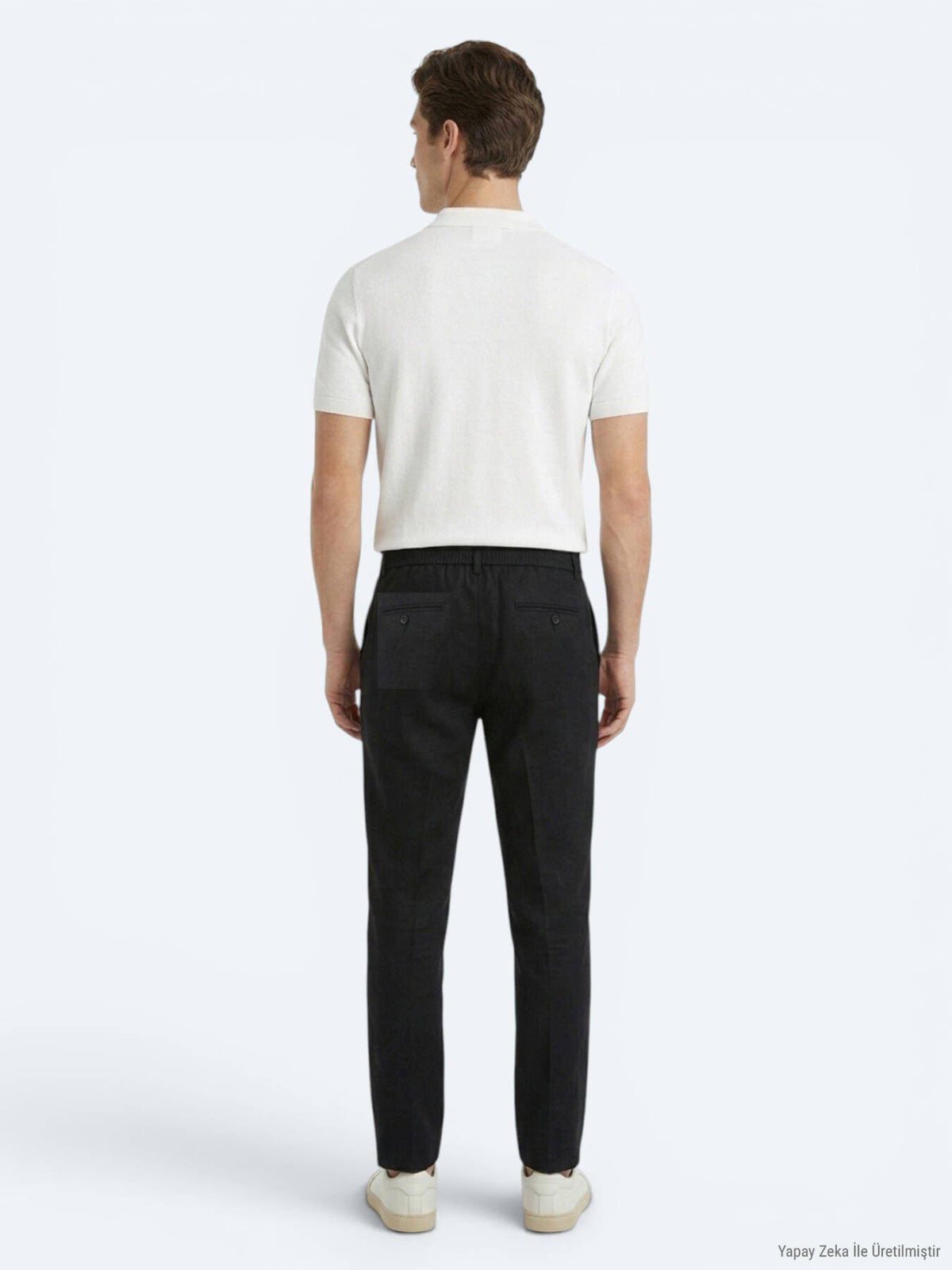 Schwarze lockere Baumwollhose mit Webmuster